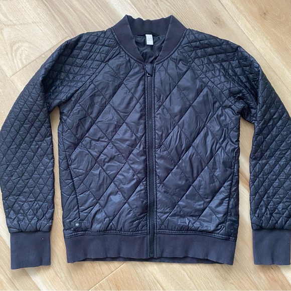 Athleta Girl Brainstorm Black Quilted Bomber Full Zip Jacket - Picture 2 of 9